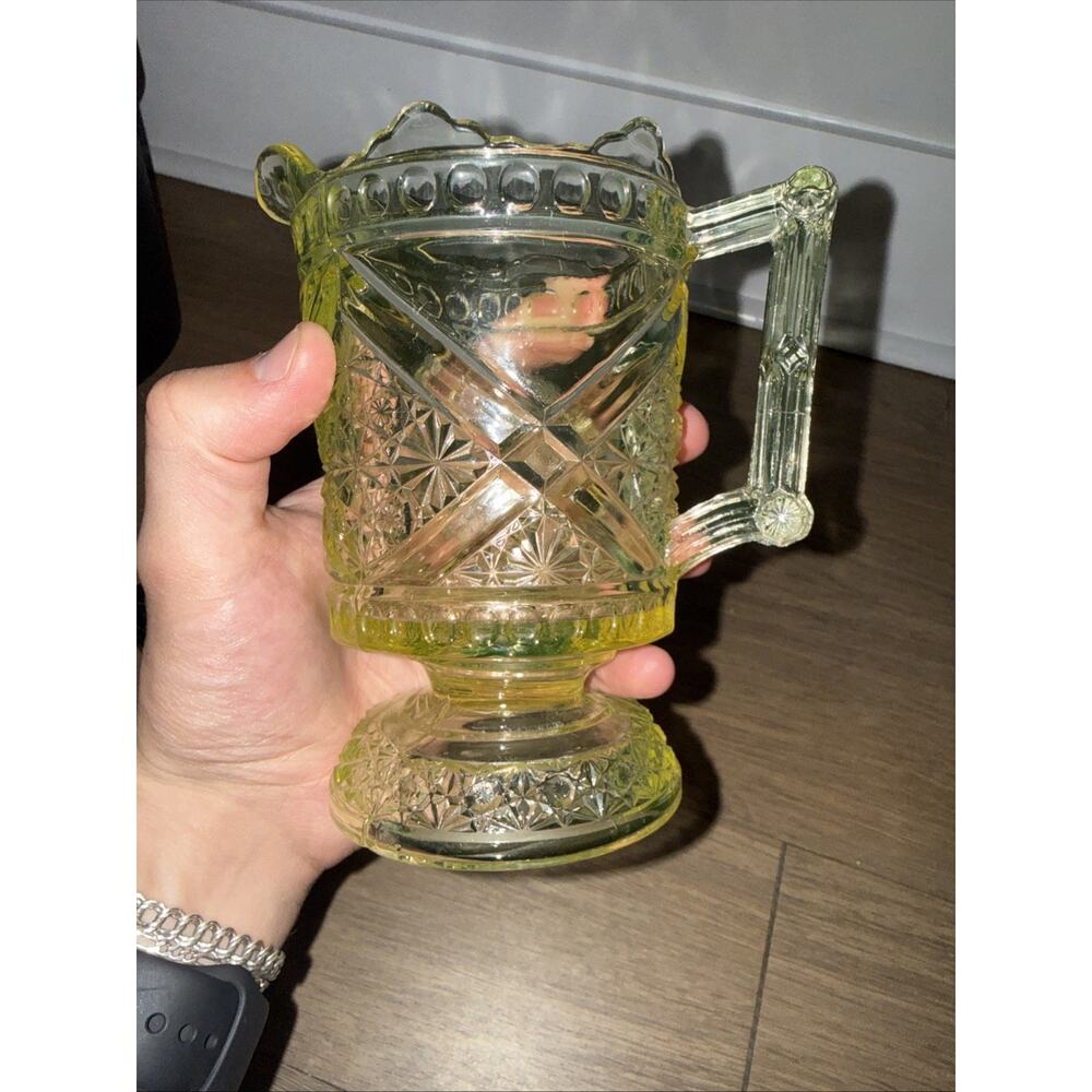 Uranium Vaseline EAPG Richard’s & Hartley Vaseline Pitcher 6” Late 1800s uranium - Picture 8 of 12